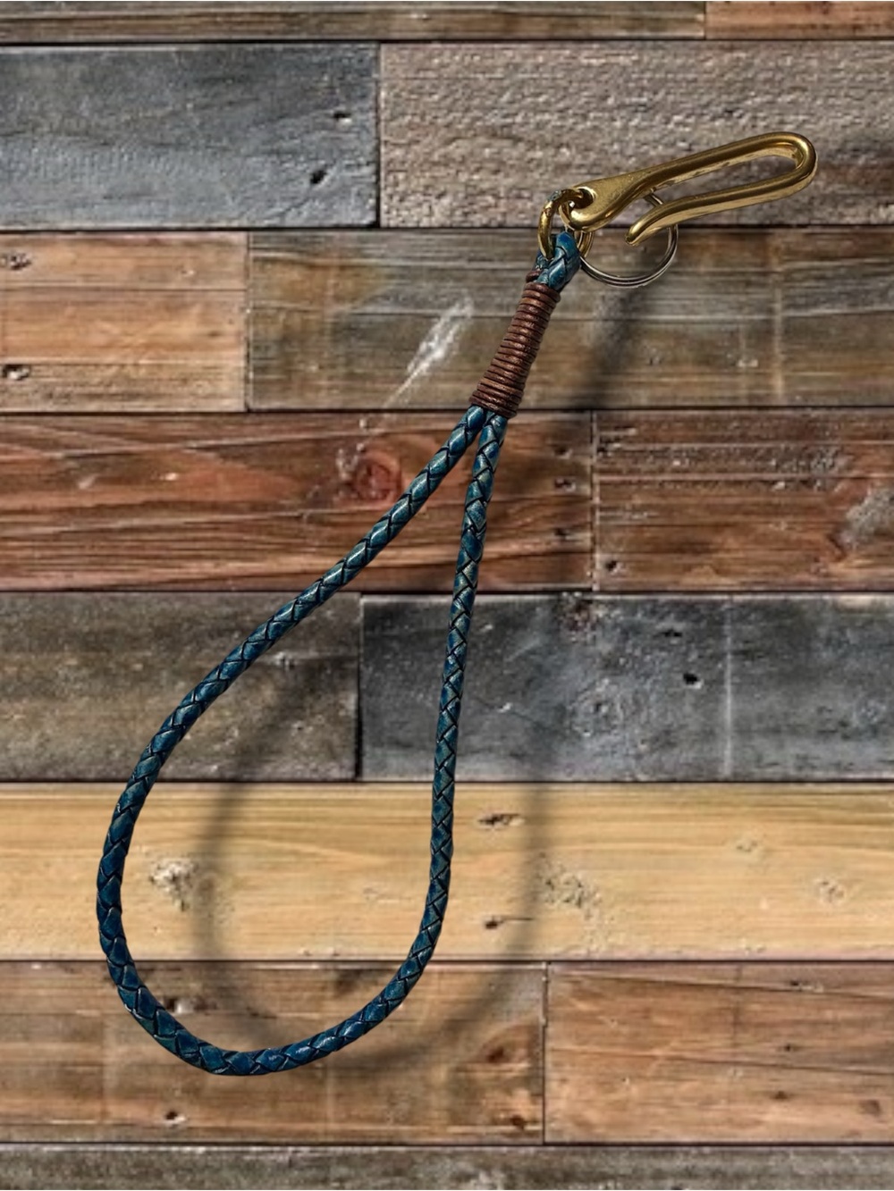 🔥🔥HAND CRAFTED INDIGO DYED LEATHER/ BRASS KEYCHAIN #12